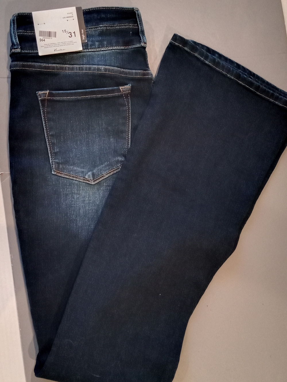 Kan Can Boot-Cut Dark Blue Distress Jeans Juniors Size 15/31 NWT